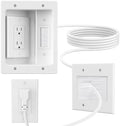 in Wall Cable Concealer Kit with Brush Wall Plate,Recessed Outlet Box,9ft Cord,2 Gang Pass Through Wire Hider for TV Cable Management,HDMI Cables and Home Theater Systems by Unknown