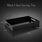 Black Tray 16x12” with Cut Handles - Large Plastic Tray for Ottoman Coffee Table, Kitchen, Office & Serving Guests - Modern Countertop Organizer & Ideal Decorative Tray - Image 3
