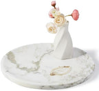 Karibiber Marble Serving Tray, 11.8in Round Vanity Tray for Bathroom Countertop, Calacatta Candle Holder for Coffee Table/Kitchen, Stone Home Decorative Catchall Tray for Perfume by Karibiber