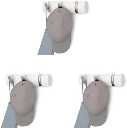 Umbra Flip Coat Rack, Wall Mount Retractable Hooks, White/Nickel, 3-Hook (Pack of 3) by Umbra