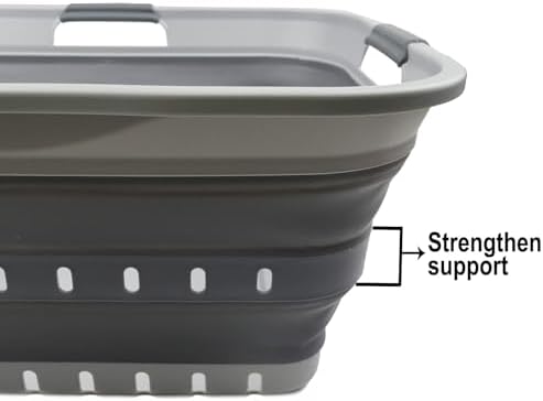 SAMMART 42L (11 gallon) Collapsible Plastic Laundry Basket - Foldable Pop Up Storage Container/Organizer - Portable Basket - Space Saving Hamper (Grey/Dark Grey (Set of 2)) - Image 6