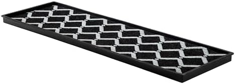 Anji Mountain Heavy Duty Waterproof Rubber Shoe Storage Mat Organizer/Boot Storage Multi Use for Entryway with Coir, Black and Ivory Diamond Insert, Fits 4 Pair (46.5" Wide) by AnjiMountain