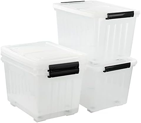 Bringer 4-Pack 30 L Clear Plastic Storage Box, Large Wheeled Storage Bin - Image 7