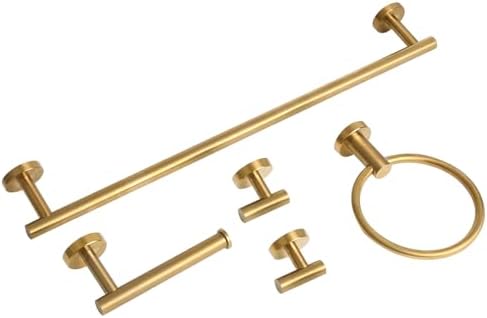 Brushed Gold Bathroom Hardware Accessories Set 5 Piece, Stainless Steel Bath Towel Bar Set 24 Inch,Toilet Paper Holder,Towel Ring Holder,Towel Rack Set,Gold Bathroom Accessories Kit - Image 7