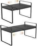 Expandable Cabinet Shelf Organizer, 11 Inch Deep, Black, 2 Pack by Unknown