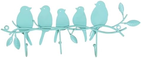 SOFFEE DESIGN Vintage Metal Wall Mounted Coat Rack with 3 Hooks, Birds on Tree Branch Hanger Key Holder Wall Organizer for Hats, Towels, Clothes, Scarves, Jewelry Wall Decoration - Green - Image 7