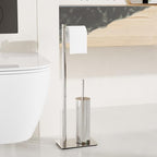 RUACQ Toilet Paper Holder Stand with Toilet Brush & Holder Set, Chrome - Image 2