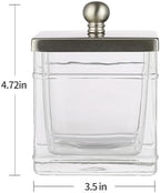 Glass Cotton Jar Holder 2 Pack– Satin Nickel Lid, Elegant Bathroom Storage Canister for Qtips, Cotton Balls, Floss, Makeup Organizer, Vanity & Bathroom Organization - Image 2