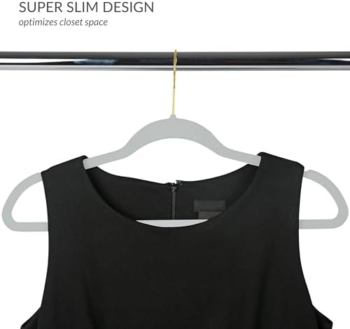 Simplify Slim Velvet Gold Hook Clothes Hangers 100 Pack | Non-Slip | Shirts | Suit | Pants | Dresses | Garments | Closet Storage & Organization | Durable | White - Image 5
