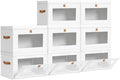 Homsorout Large Closet Storage Bins - Collapsible Clothes Organizer with Handles & Window, Decorative Boxes with Lids, Linen Closet Organizers for Living Room, Dorm, 8 Pack, White by Homsorout