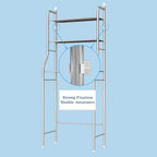 3-Tier Over The Toilet Storage, Freestanding Metal Bathroom Shelves, Above Toilet Storage Rack with Hooks and Paper Holder, Space-Saving, for Bathroom Restroom Laundry, White - Image 3