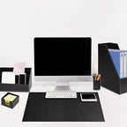 6 Piece Office Supplies/Desk Organizer Set with Desktop Leather Writing Pad,File Paper Tray,Magazine folder Holder, Pen Cup,Sticky Note Holder,Letter Mail Sorter,Workspace Decor for Women Men Black - Image 2