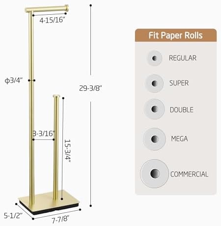 KES Free Standing Bathroom Toilet Paper Roll Holder with Storage - Image 5