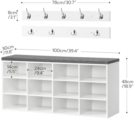 HOOBRO Shoe Storage Bench with Cushion, 39.4" L Entryway Bench - Image 3