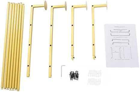 Wall Display Rack,Wall Wrapping Paper Ribbon Organizer,Tie Scarf Rack Belt Towel Holder Retail Stores Metal Shelving for Bathrooms Florists and Gift Stores(Gold) - Image 7