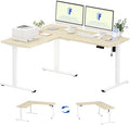 FLEXISPOT 63 x 55 Reversible L-Shaped Electric Standing Desk, Maple by Unknown