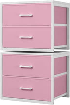 BOLUO Stackable Closet Drawers for Clothes Organizers and Storage Fabric Pink 2 Drawer Dresser for Bedroom 2 Packs Modern Small by BOLUO