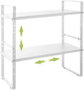 Across-Star Expandable Cabinet Shelf Organizer Rack, Stackable Kitchen Counter Storage Shelves Stand, Adjustable Height Pantry Shelf Spice Rack (White, 2 Pack) by Acorss-Star
