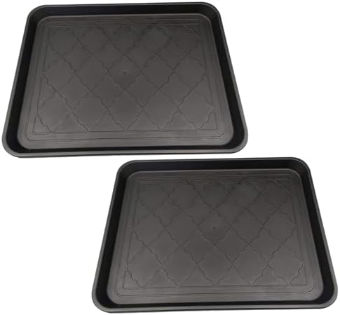 Boot Trays for Entryway, 2PCS 18x14 Inch Shoe Tray Non Slip Shoe Mat Waterproof Boot Mats for Entryway, Square Mat Tray for Indoor Outdoor Style 2 by Unknown