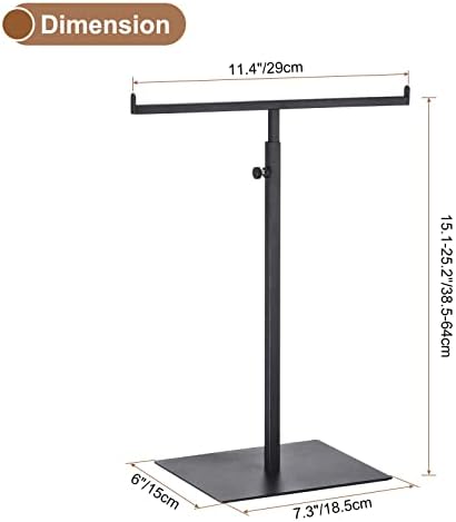 uxcell Purse Display Stand T Shaped Metal Adjustable Handbag Rack Double Hook Holder Necklace Organizer for Home Boutique Store - Black - Image 2