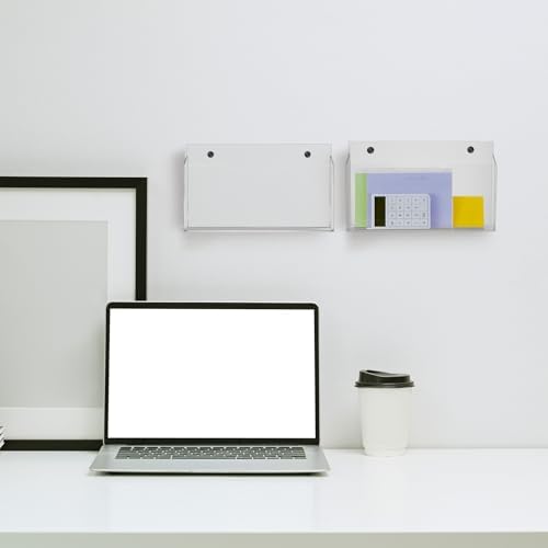 Feifeiya 2 Pcs Clear Acrylic File Holder Wall Mount, 14"x8.3"x2.4" - Image 5