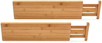 Lipper International 8897 Bamboo Wood Custom Fit Adjustable Deep Kitchen Drawer Dividers, Set of 2 by LipperInternational