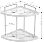 KES Hancrafted Ceramic Corner Bathroom Counter Organizer, 2-Tier Bathroom Countertop Organizer with Marble Pattern, Vanity Skincare Perfume and Makeup Storage, Polished Chrome, BSC901-CH - Image 2