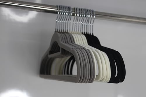 Non-Slip Clothes Hangers Set – Slim Velvet Coat Hangers with Swivel Hooks – Space-Saving Shirt, Dress & Jacket Hangers for Closet Organization (20, White) - Image 6