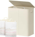 Lifewit Double Laundry Hamper with Lid, Removable Laundry Bags, Ivory White by Lifewit