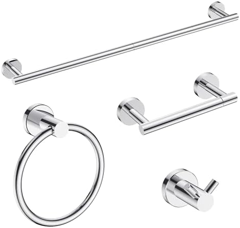 FORIOUS Bathroom Accessories, 4-Piece Bathroom Hardware Set - 24" Towel Bar by FORIOUS