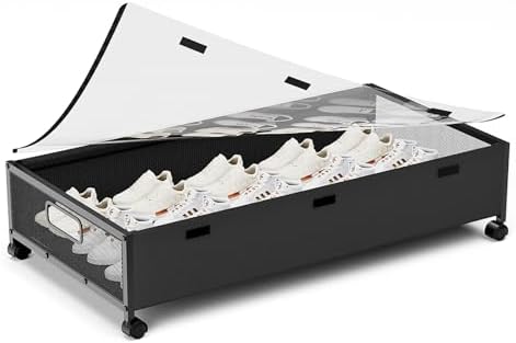 KITHELP Under Bed Storage Containers with Wheels, Underbed Shoe Storage Organizer with Removable Lids, Large Rolling Under Bed Storage Dresser Drawers for Clothes Toys Shoes Blankets by KITHELP