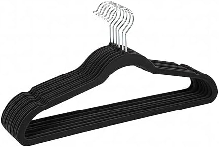 Simplify 10 Super Slim Velvet Huggable Hangers in Black by Simplify