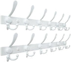 Dseap Coat Rack Wall Mount 24 Inch, Heavy Duty 12-Gauge Base vs Flimsy 1mm, Double-Thick Solid Anti-Snap Hooks, Stainless Steel 6-Hook Hanger for Clothes Hat Closet Entryway, White, Pack of 2 by Dseap