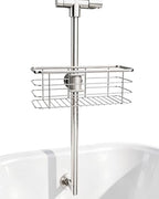 Shower Slide Bar Caddy Basket, Stainless Steel, 11 x 4.2 x 3.9 Inch, Adjustable Pole-Mounted Organizer for Shampoo and Body Wash by Unknown