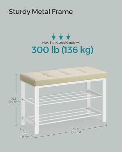 SONGMICS Shoe Bench, Entryway Bench with Cushion, Space-Saving - Image 3