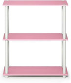 Furinno TURN-N-TUBE Storage Shelves, 3-Tier Book Shelf, Corner Shelf, Toolless Open Shelves, for Organization and Storage, Living Room, Garage, Home Office, Pink - Image 4