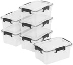 Set of 6 12 Quart Plastic Stackable Storage Bins with Gasket Seal Lids, Watertight Storage Container, Clear Latch Box Tote - Image 7