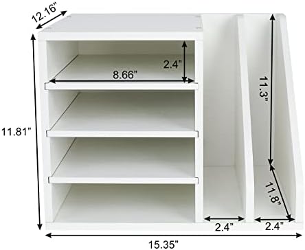 PAG-Mass Wood Desktop File Holder Organizer Mail Sorter for File Folders, Mails, Envelopes, Mailing Supplies or Magazines, White - Image 4