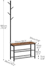 HOOBRO Coat Rack Shoe Bench, 3-Tier Shoe Rack, Industrial Storage Bench - Image 3