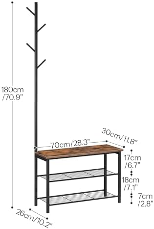 HOOBRO Coat Rack Shoe Bench, 3-Tier Shoe Rack, Industrial Storage Bench - Image 3