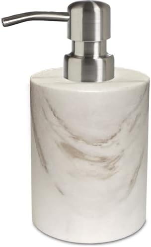 Marble Soap Dispenser, soap and Lotion Dispenser Bathroom, with Rust Proof Stainless Steel Pump Refillable for Kitchen Bathroom Countertop-Hand Lotion and Liquid Soap Dispenser-White by CAAS