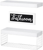 QEEIG ‎Bathroom Shelves with Decor Sign (White, 15.7") - Image 6