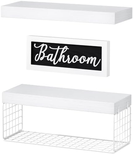 QEEIG ‎Bathroom Shelves with Decor Sign (White, 15.7") - Image 6