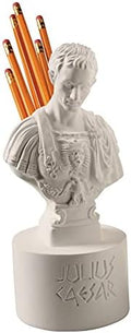 WHAT ON EARTH Julius Caesar Pencil Holder Stab Back Ides of March Pencil Holder for Desk, Roman Bust Statue with Back Stabbed Holes by WHATONEARTH