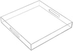 Clear Sturdy Acrylic Serving Tray with Handles - 14x14Inch - Coffee, Appetizer, Breakfast, Butler Tray - Kitchen Countertop & Makeup Drawer Organizer by KEVLANG