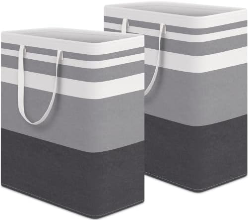 HomeHacks 2 Pack Large Laundry Baskets, Laundry Hampers Bags (Grey 100Lx2) by HomeHacks