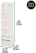 mDesign Fabric Hanging Organizer - Over Closet Rod Storage - 7 Shelves/3 Removable Drawers for Baby Nursery Bedroom Organization, Hold Clothes, Linens, Toys, Accessories, Jane Collection, Cream/White - Image 3