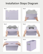 Oterri Portable Collapsible Cardboard File Box with Handle for Letter-Size - Image 6