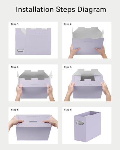 Oterri Portable Collapsible Cardboard File Box with Handle for Letter-Size - Image 6