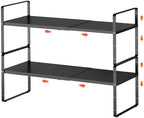 2pcs Expandable Cabinet Shelf Organizer, 16.5"~27''L, Black by jkxoo